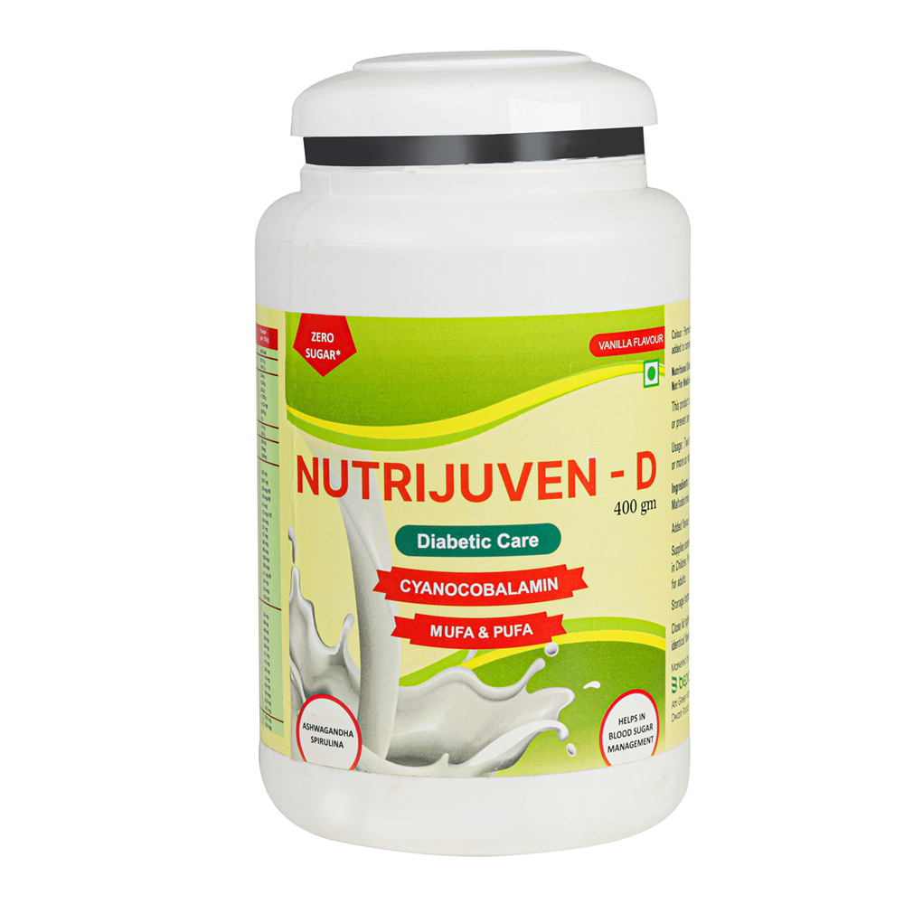 Nutrijuven-D I Diabetic Care I Protein Supplement with added benefits of Divine Herbs like I Ashwagandha with Zero Sugar I Vanilla 400 GM
